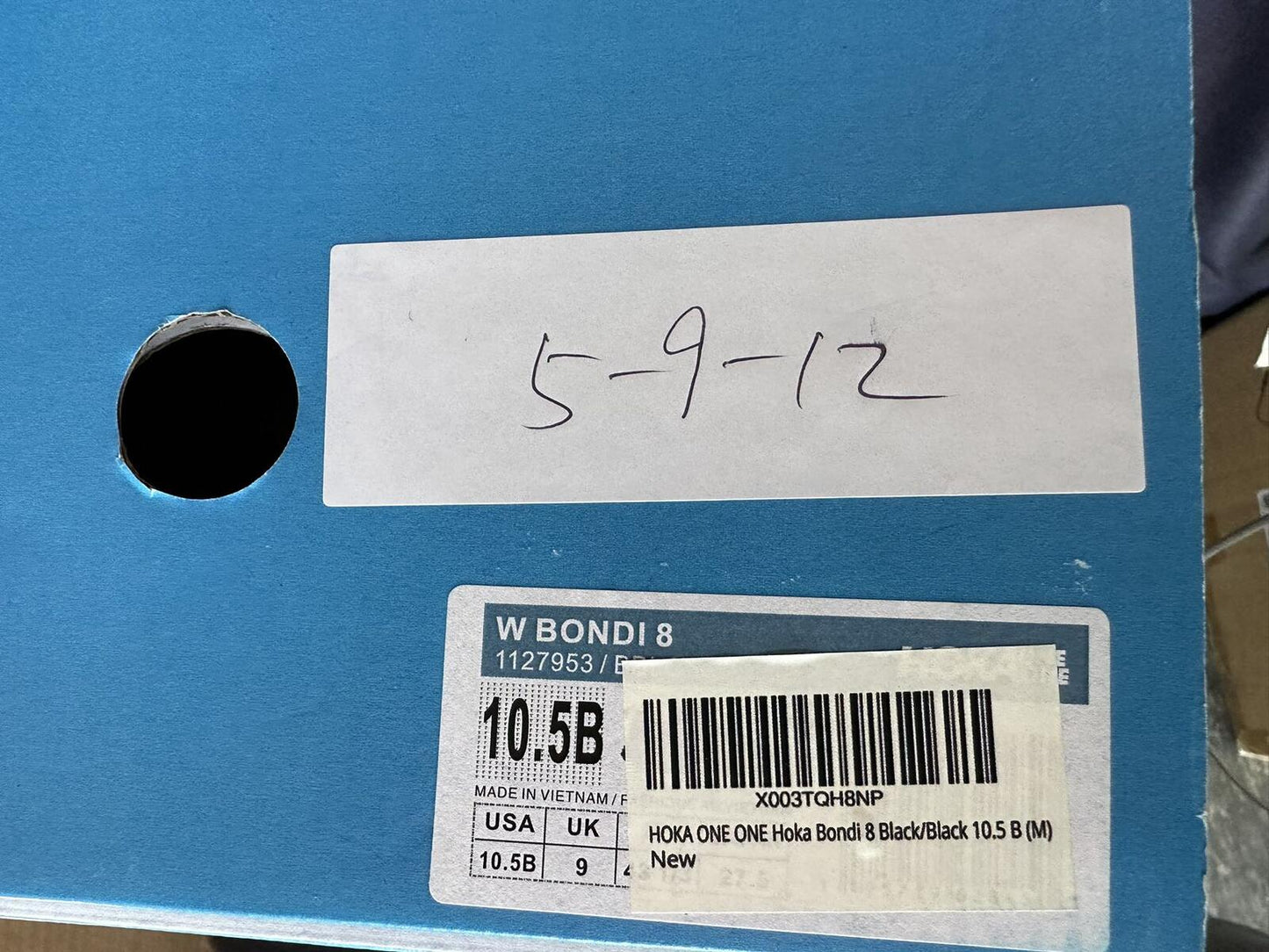Size 10.5B - Hoka Women Bondi 8 Black Running Shoes Sneakers