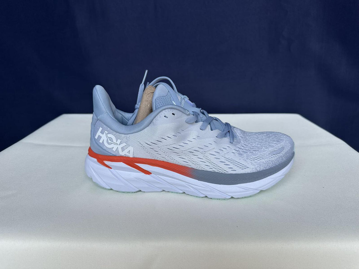 Size 9.5B- Hoka Women Clifton 8 Blue Fog/Plein Air Sneakers