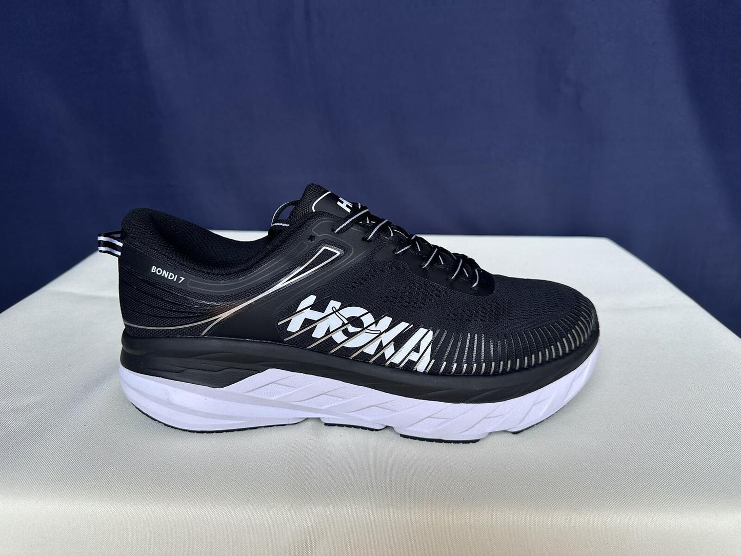 Size 11- Hoka Men Bondi 7 Black White Running Shoes Sneakers