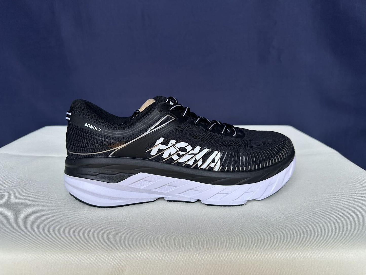 Size 9- Hoka Men Bondi 7 Black White Running Shoes Sneaker