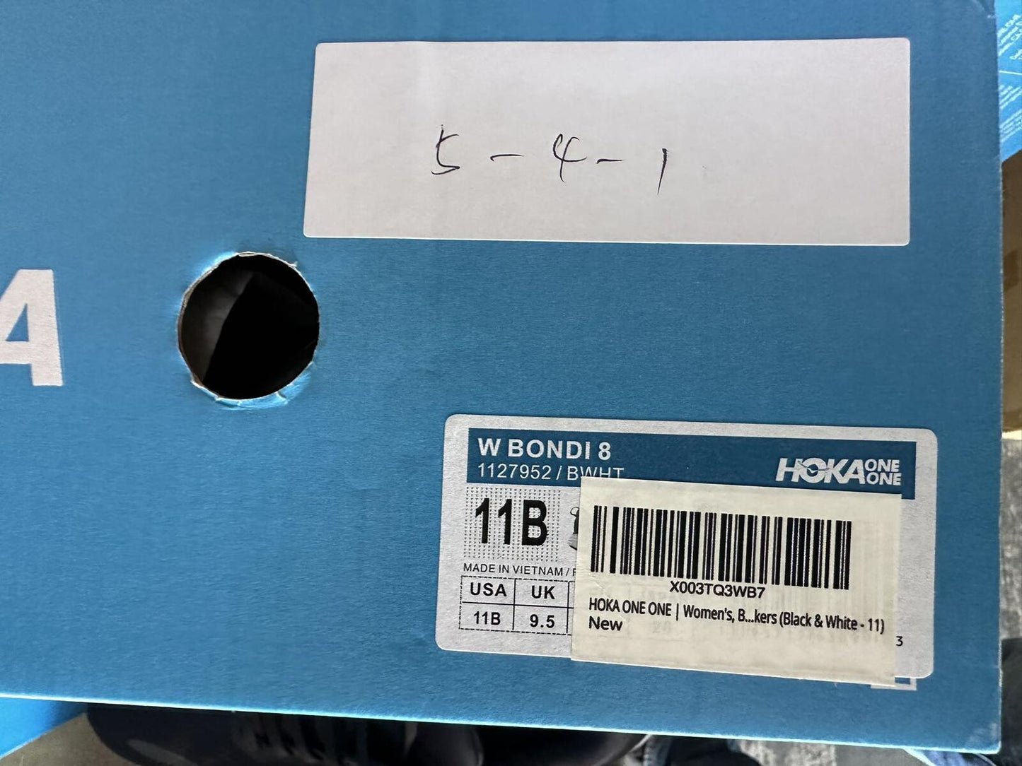 Size 11B - Hoka Women Bondi 8 Black/White Womens Sneakers Shoes