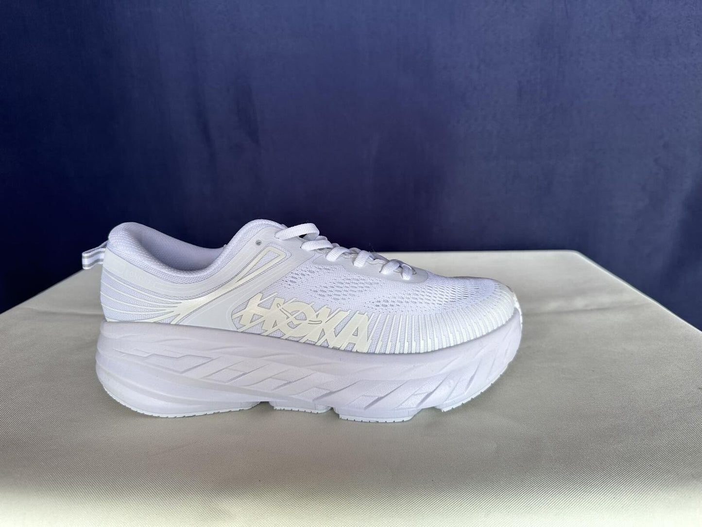 Size 9 - Hoka Women Bondi 7 White White Trainer Sneakers Shoes