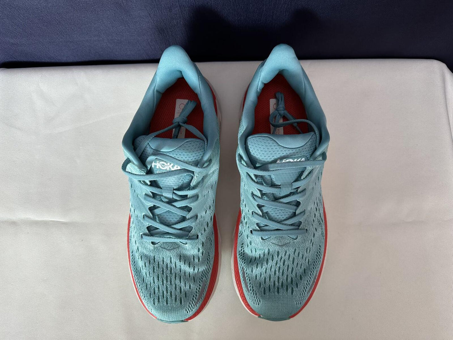 Size 10B - Hoka Women Clifton 8 Aquarelle/Eggshell Running Sneakers