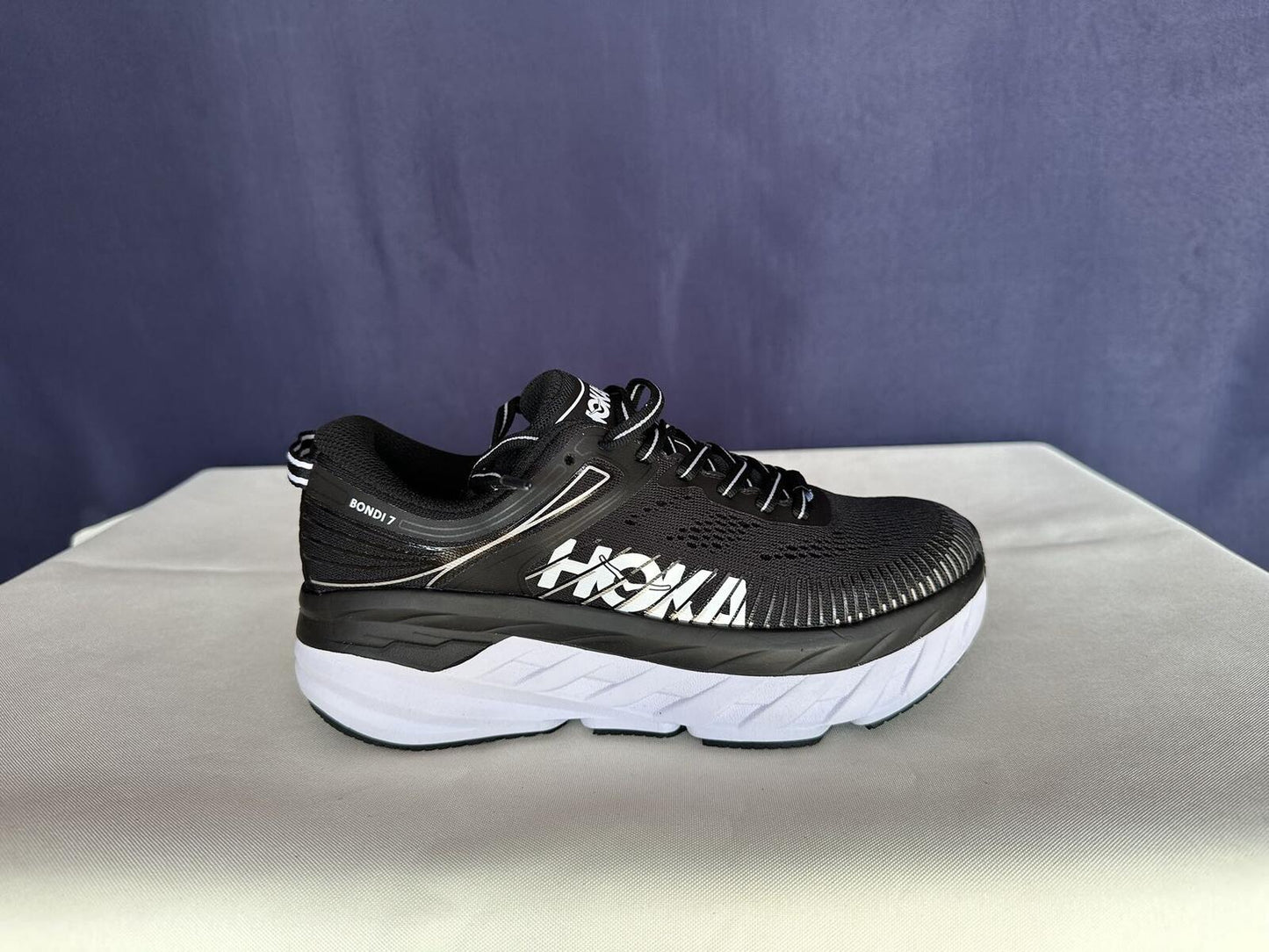 Size 6 - Hoka Women Bondi 7 Black White Running Shoes Sneaker