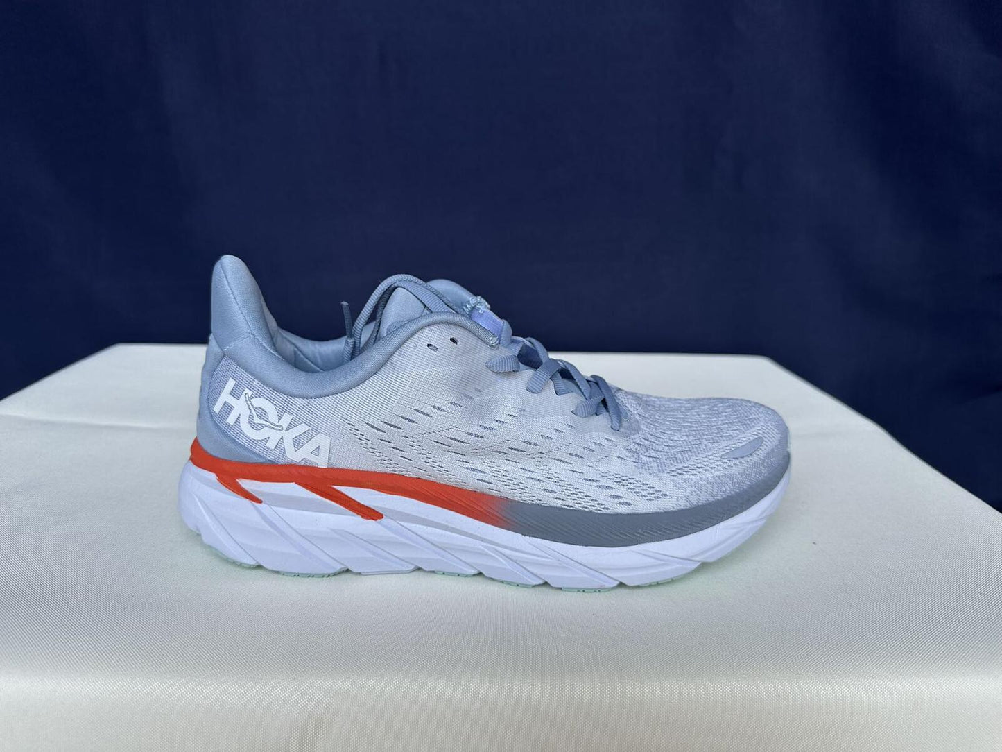 Size 9.5B- Hoka Women Clifton 8 Blue Fog/Plein Air Sneakers