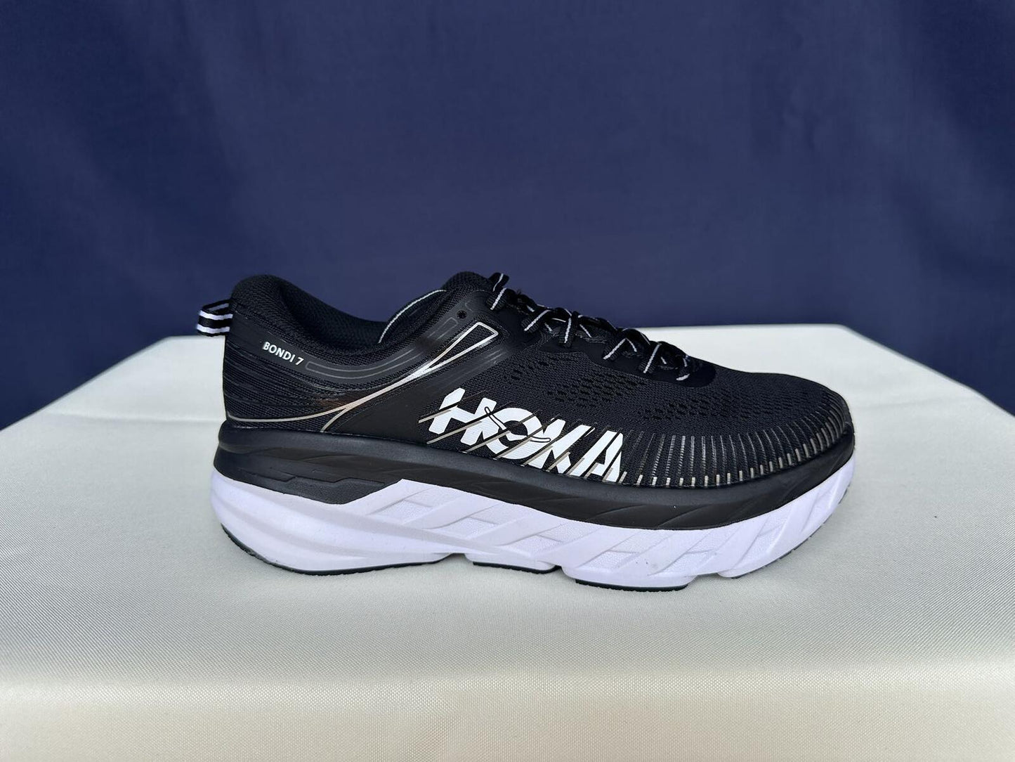 Size 8- Hoka Women Bondi 7 Black White Running Shoes Sneaker
