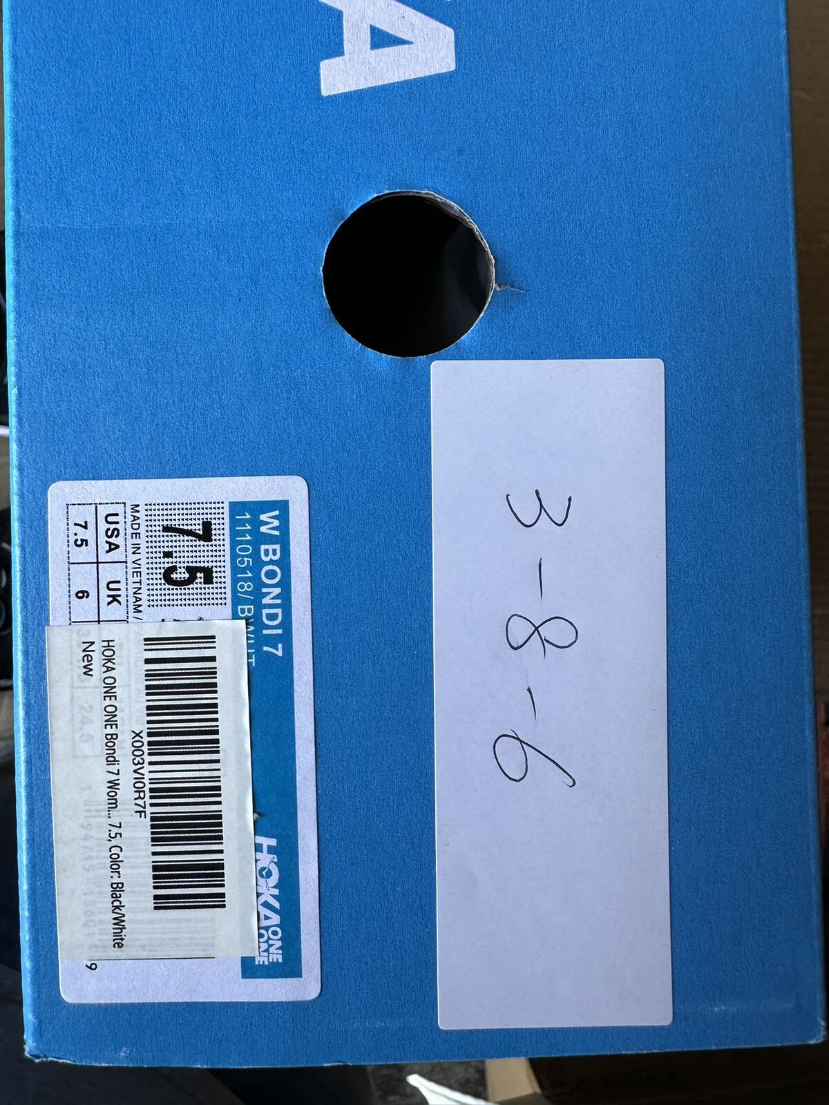 Size 7.5- Hoka Women Bondi 7 Black White Running Shoes Sneaker