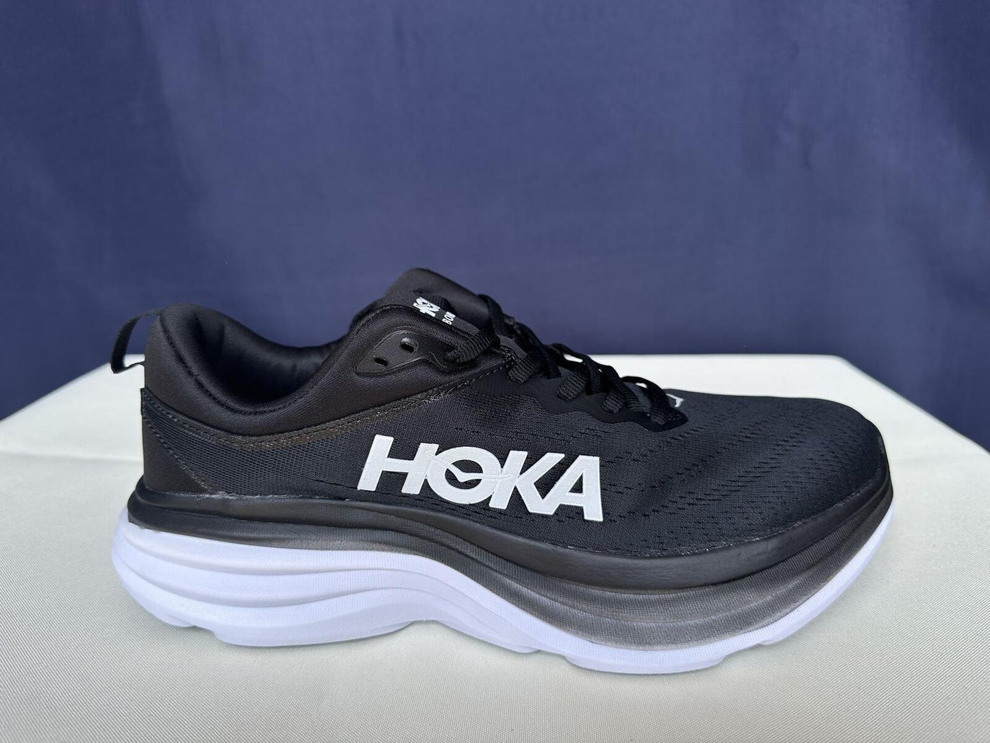 Size 10D- Hoka Men Bondi 8 Black/White Mens Sneakers Shoes
