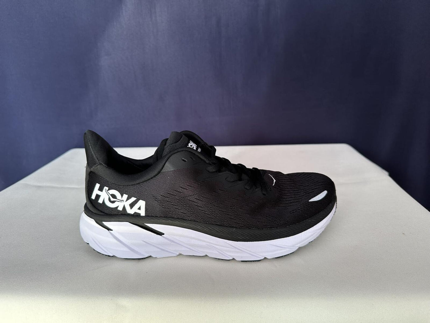 Size 9.5B - Hoka Women Clifton 8 Black White Run Sneakers Shoes