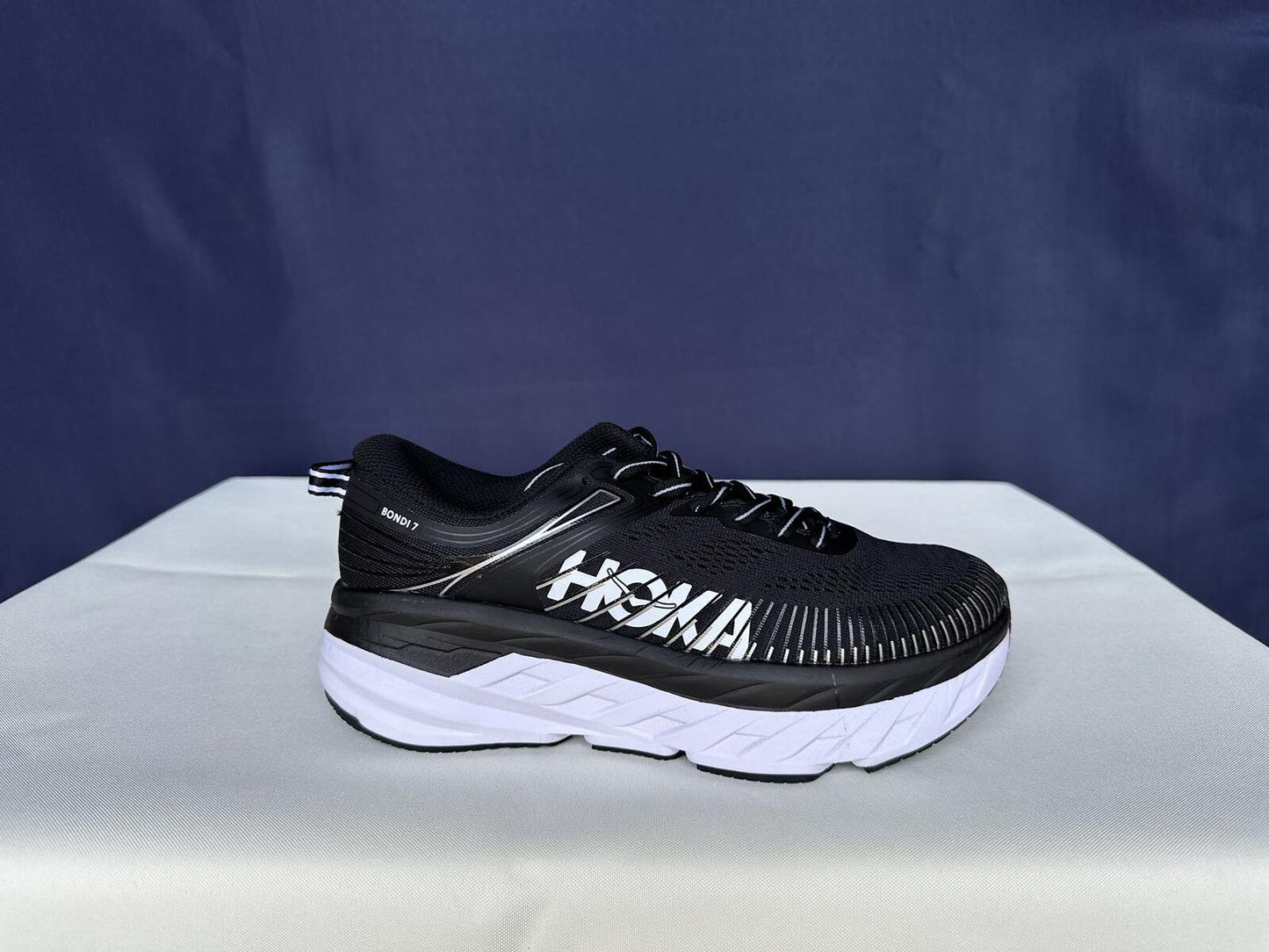 Size 7.5- Hoka Women Bondi 7 Black White Running Shoes Sneaker