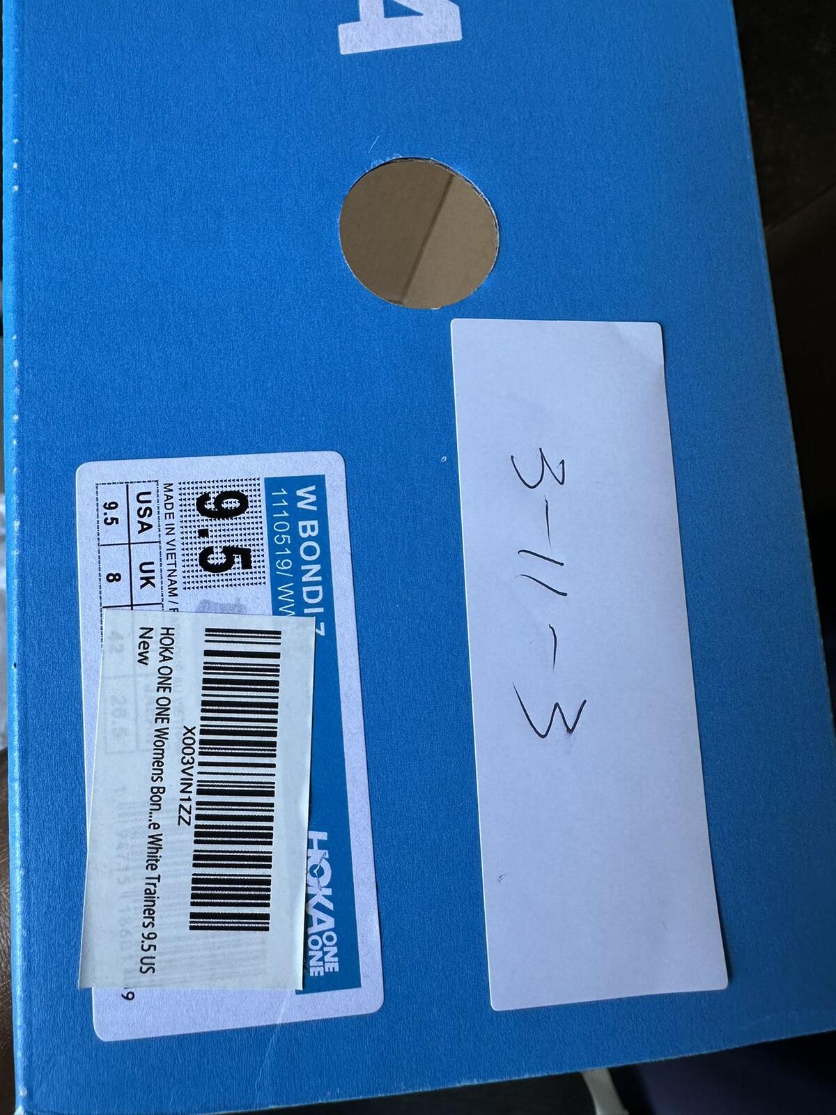 Size 9.5- Hoka Women Bondi 7 White White Trainer Sneakers Shoes