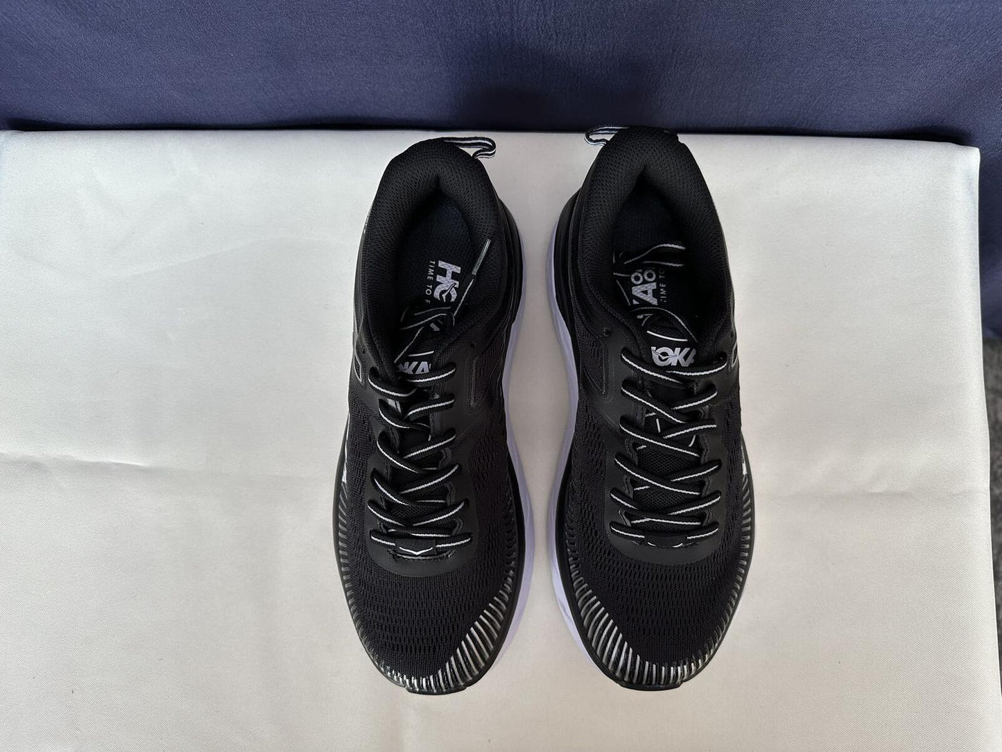 Size 9 - Hoka Women Bondi 7 Black White Running Shoes Sneaker