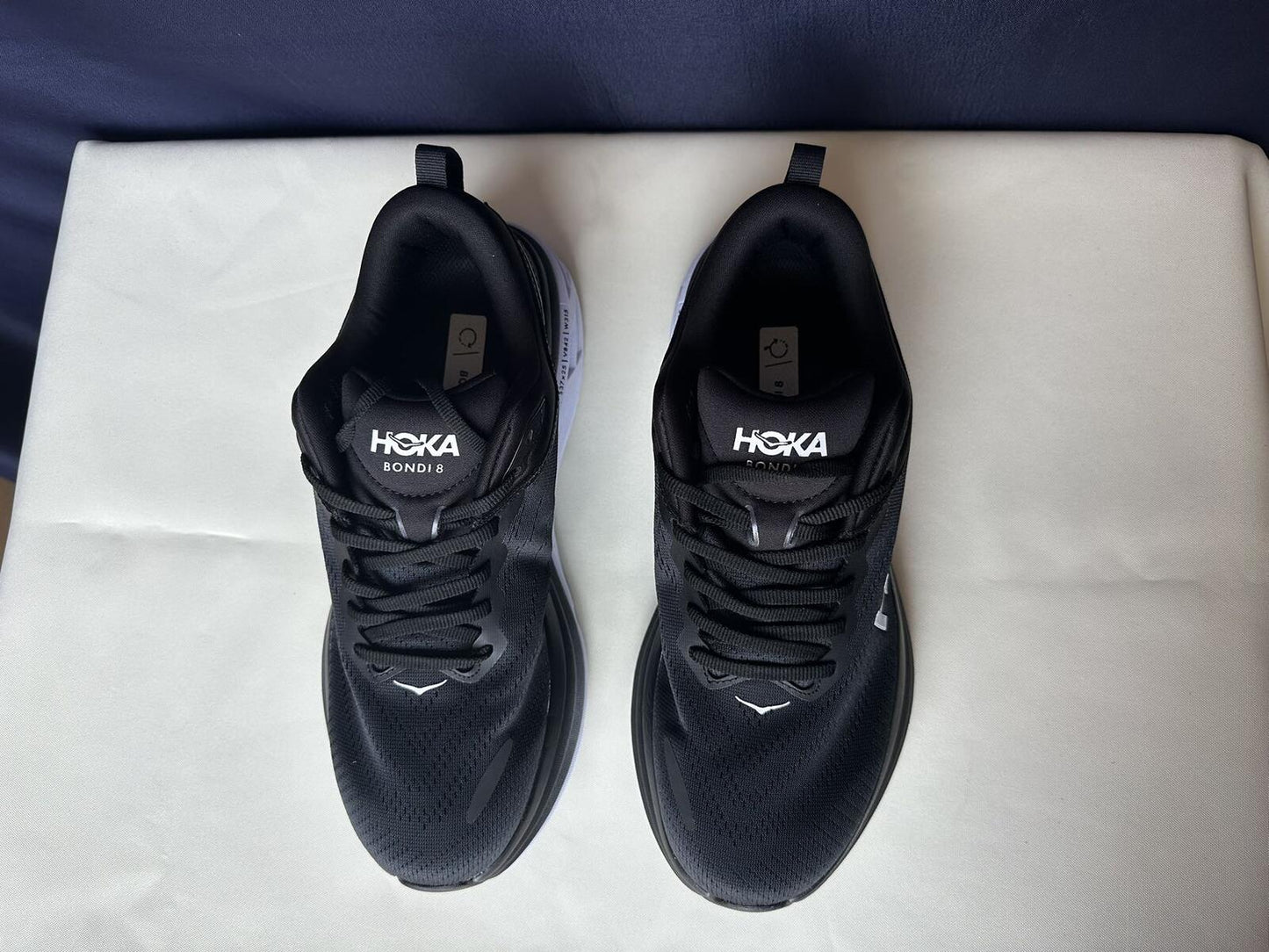 Size 9D- Hoka Men Bondi 8 Black/White Mens Sneakers Shoes