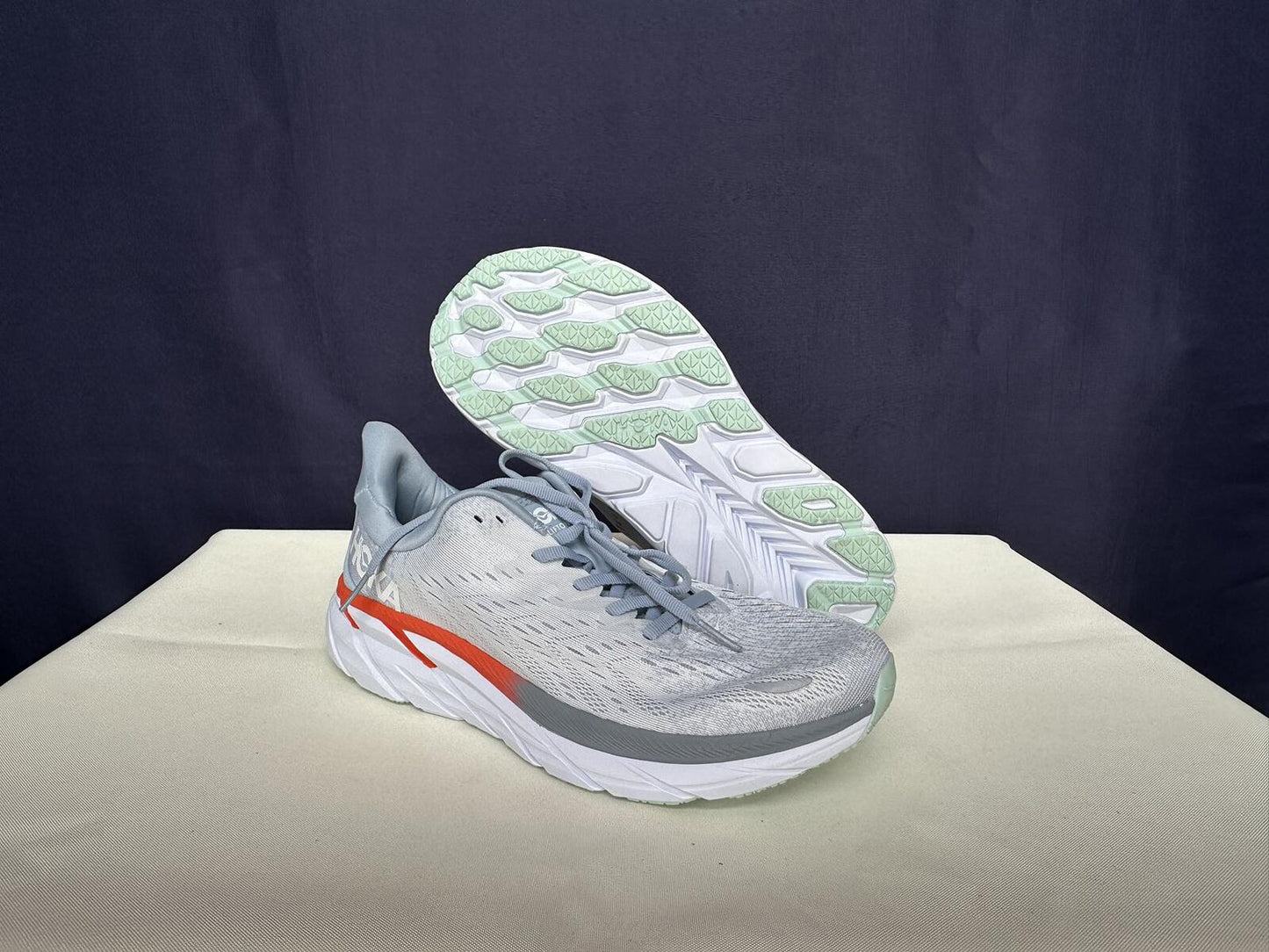 Size 11B- Hoka Women Clifton 8 Blue Fog/Plein Air Sneakers