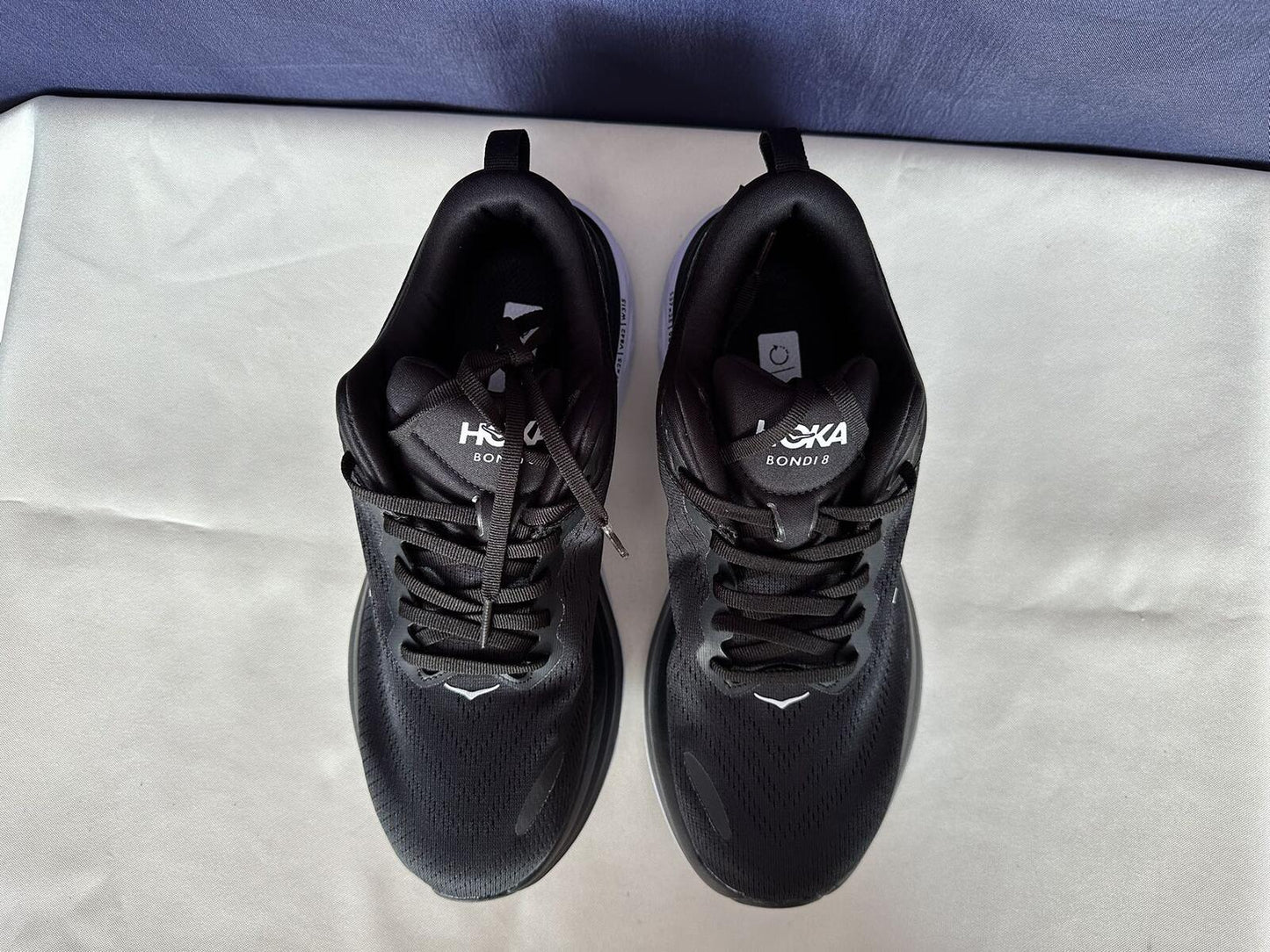 Size 10.5B - Hoka Women Bondi 8 Black/White Womens Sneakers Shoes