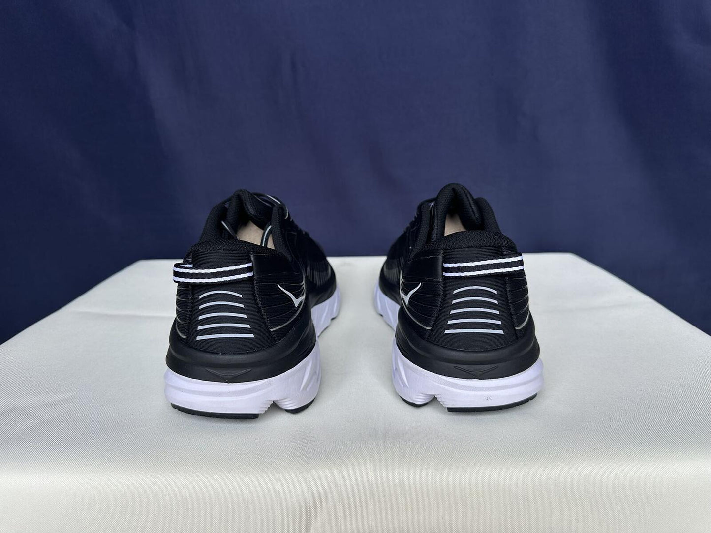 Size 11- Hoka Men Bondi 7 Black White Running Shoes Sneakers