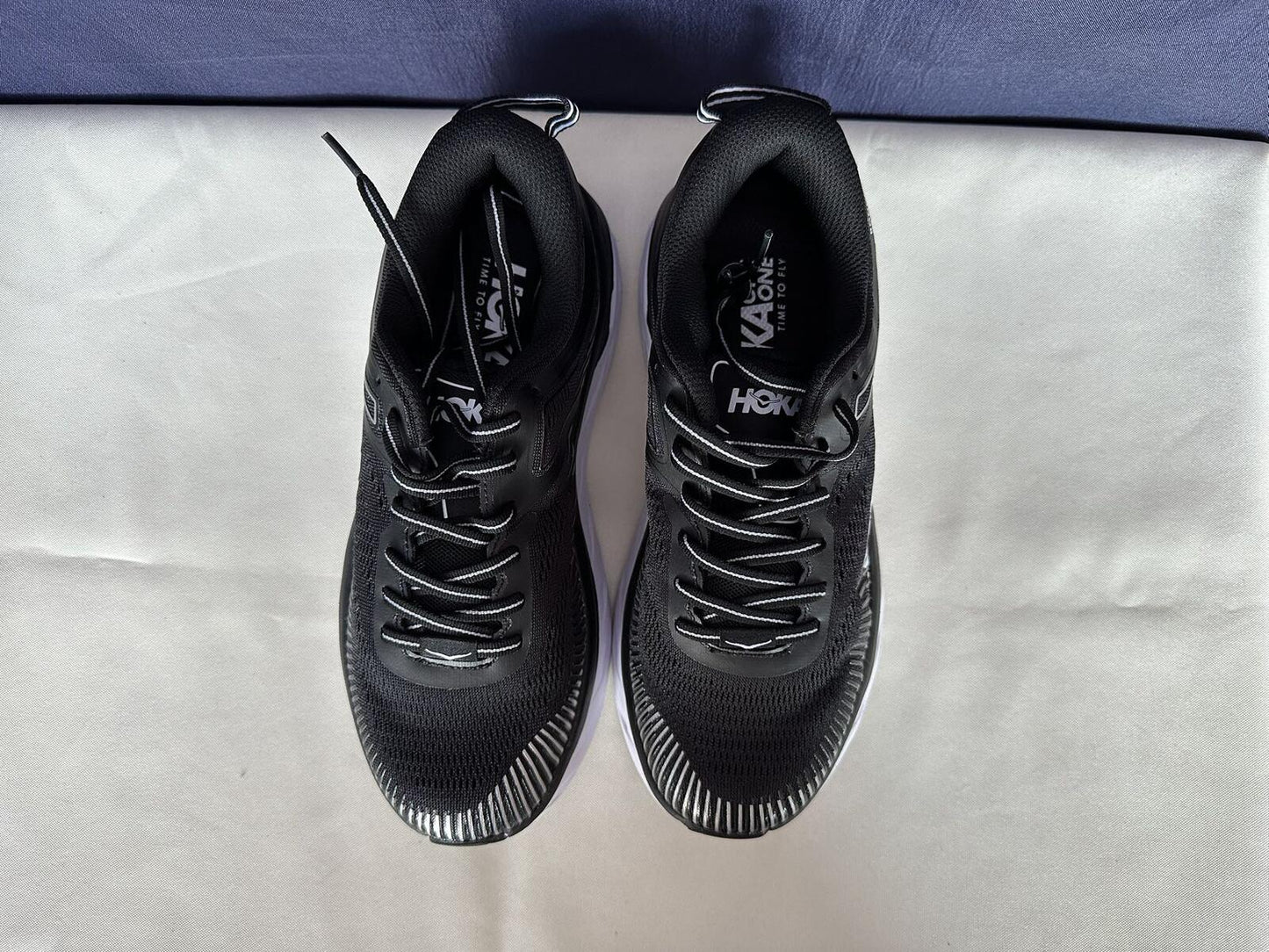 Size 8 - Hoka Women Bondi 7 Black White Running Shoes Sneaker