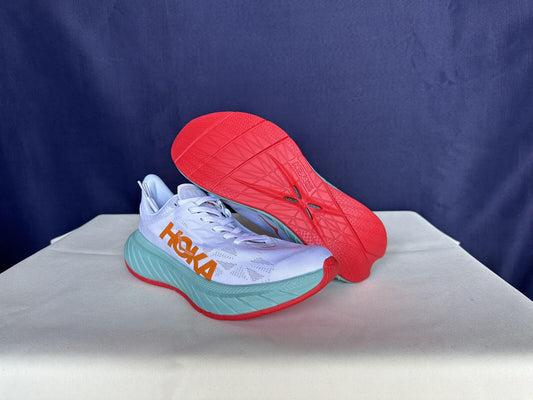 Size 8D - Hoka Men Carbon X 2 White Blue Orange Sneakers