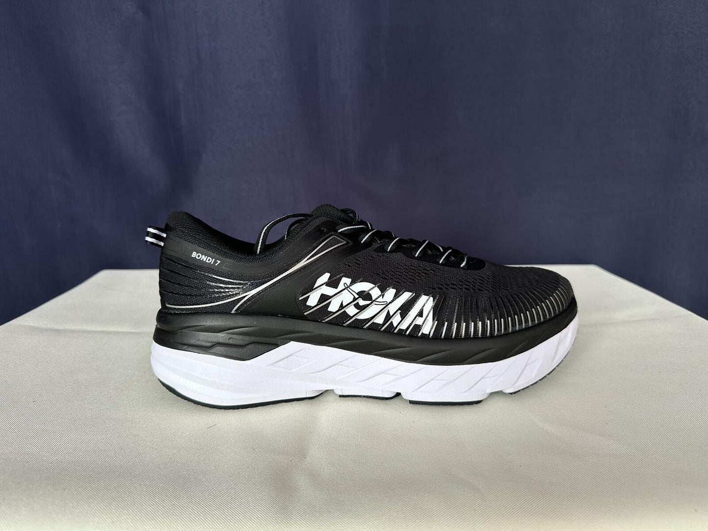 Size 9.5- Hoka Women Bondi 7 Black White Running Shoes Sneaker