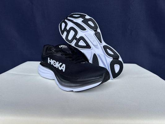 Size 10D- Hoka Men Bondi 8 Black/White Mens Sneakers Shoes