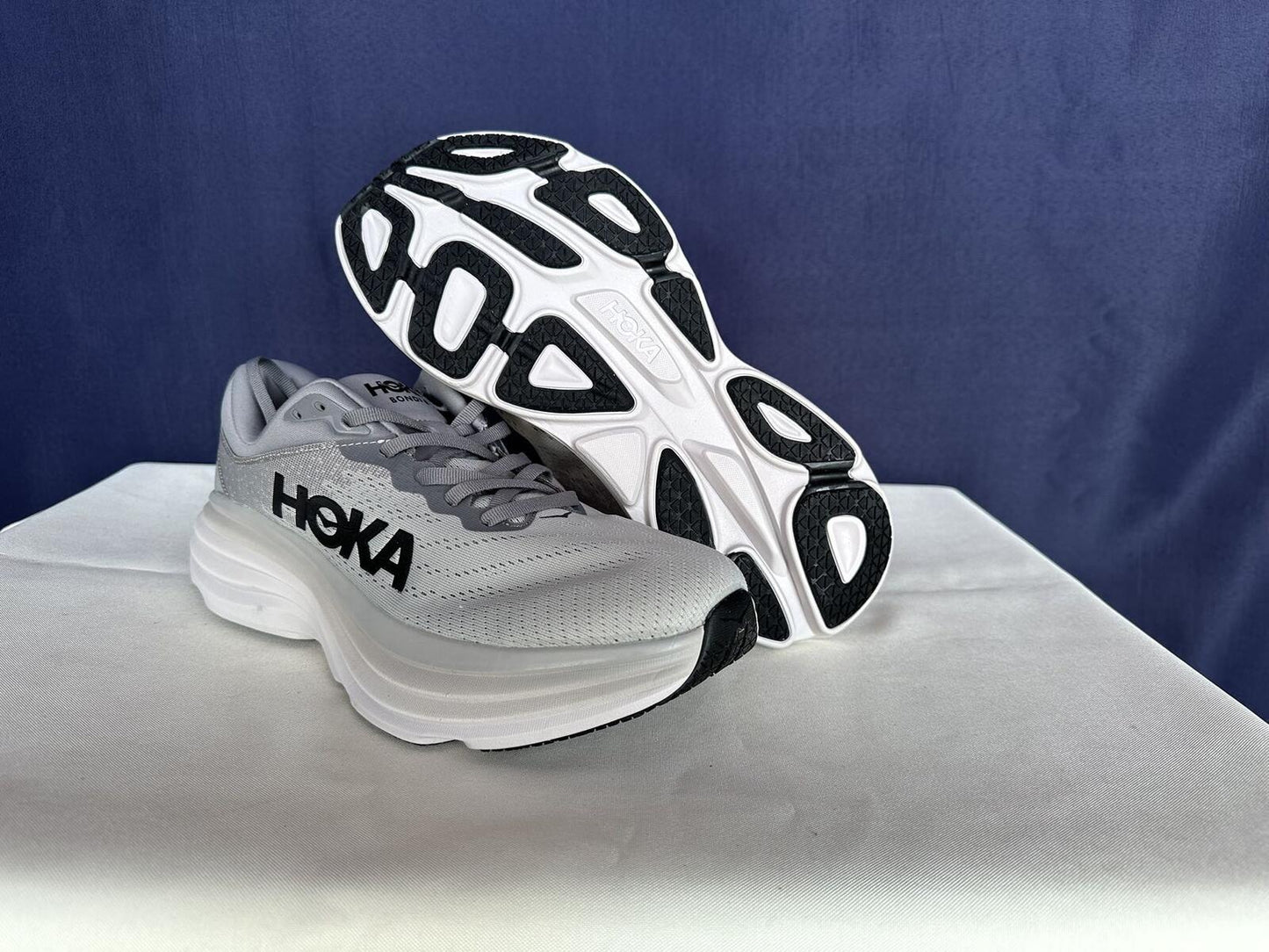 Size 10D - Hoka Men Bondi 8 Sharkskin Harbor Mist Sneakers