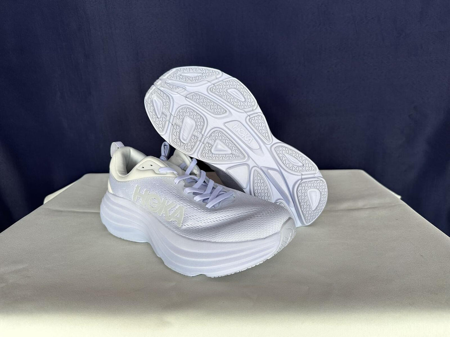 Size 10.5B - Hoka Women Bondi 8 White/White Womens Sneakers Shoes