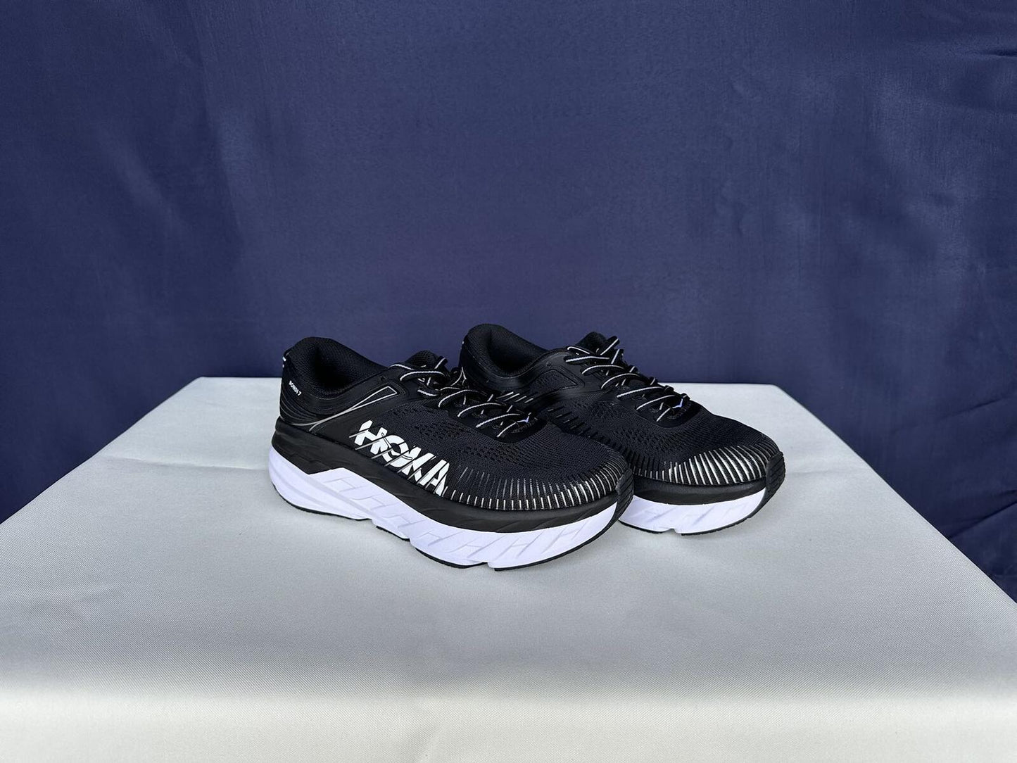 Size 7.5- Hoka Women Bondi 7 Black White Running Shoes Sneaker