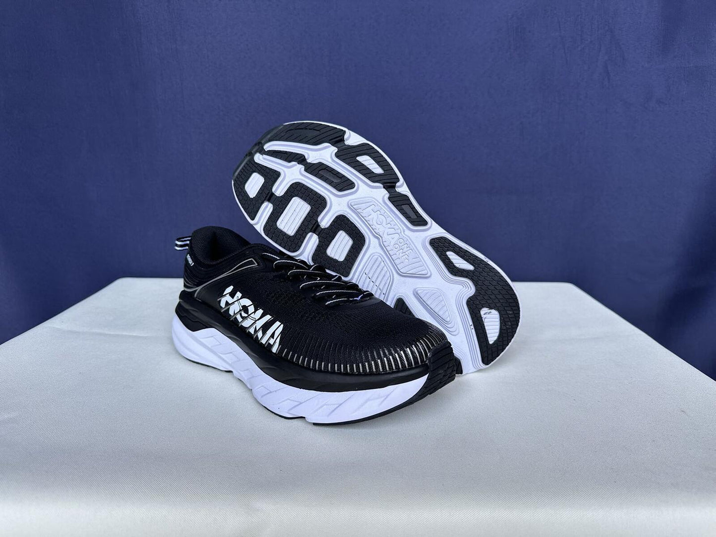 Size 8.5 - Hoka Women Bondi 7 Black White Running Shoes Sneaker