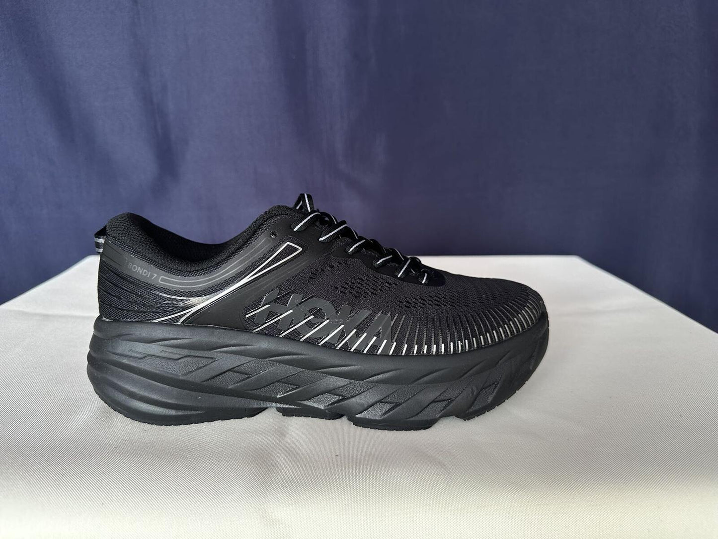 Size 8- Hoka Men Bondi 7 Black Black Running Shoes Sneakers