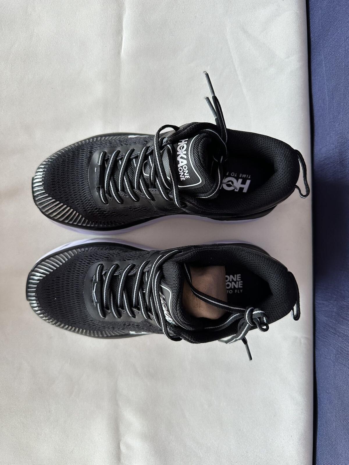 Size 6 - Hoka Women Bondi 7 Black White Running Shoes Sneaker