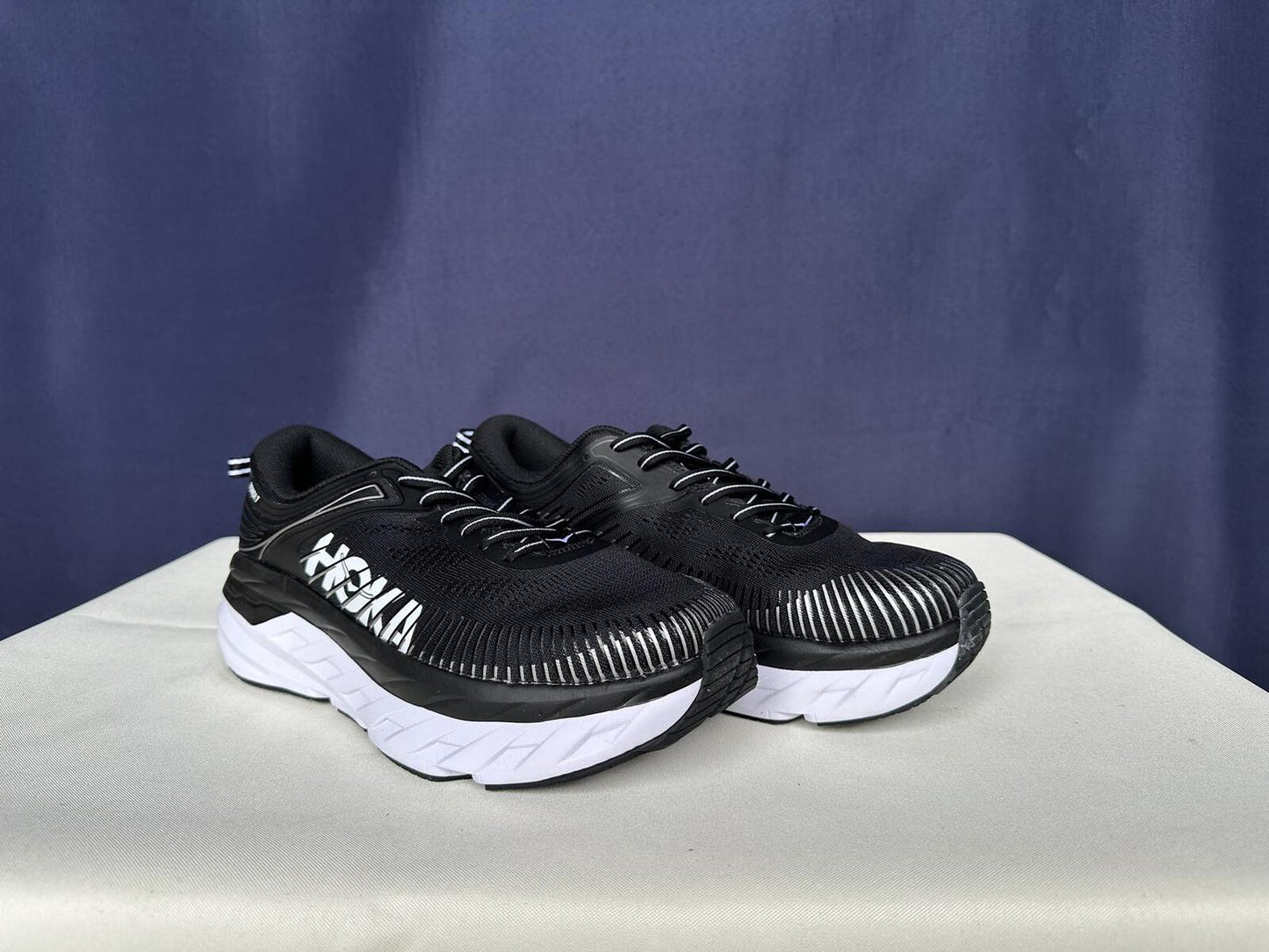 Size 10.5 - Hoka Women Bondi 7 Black White Running Shoes Sneaker