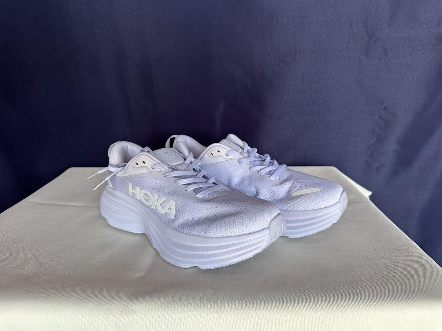 Size 10D - Hoka Men Bondi 8 White/White Mens Sneakers Shoes