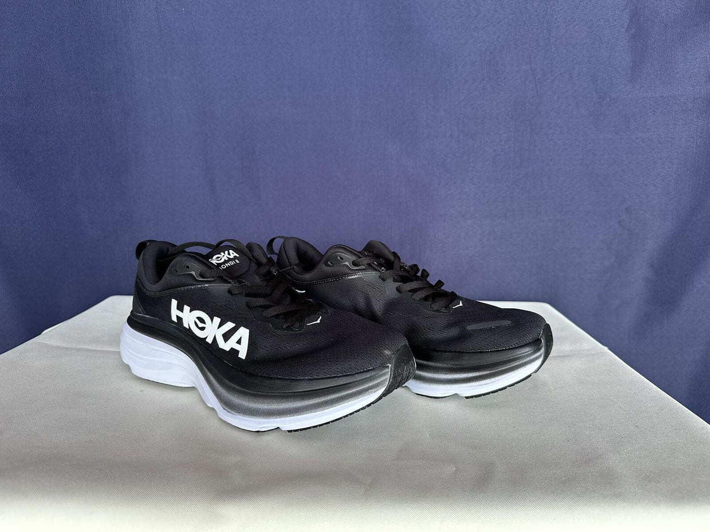 Size 9.5D - Hoka Men Bondi 8 Black/White Mens Sneakers Shoes
