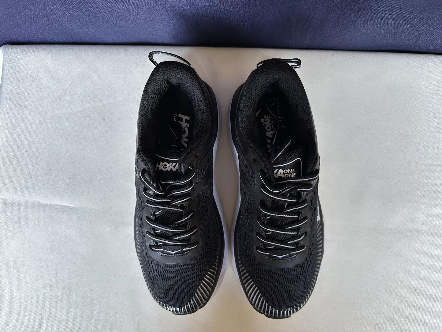 Size 7.5- Hoka Women Bondi 7 Black White Running Shoes Sneaker