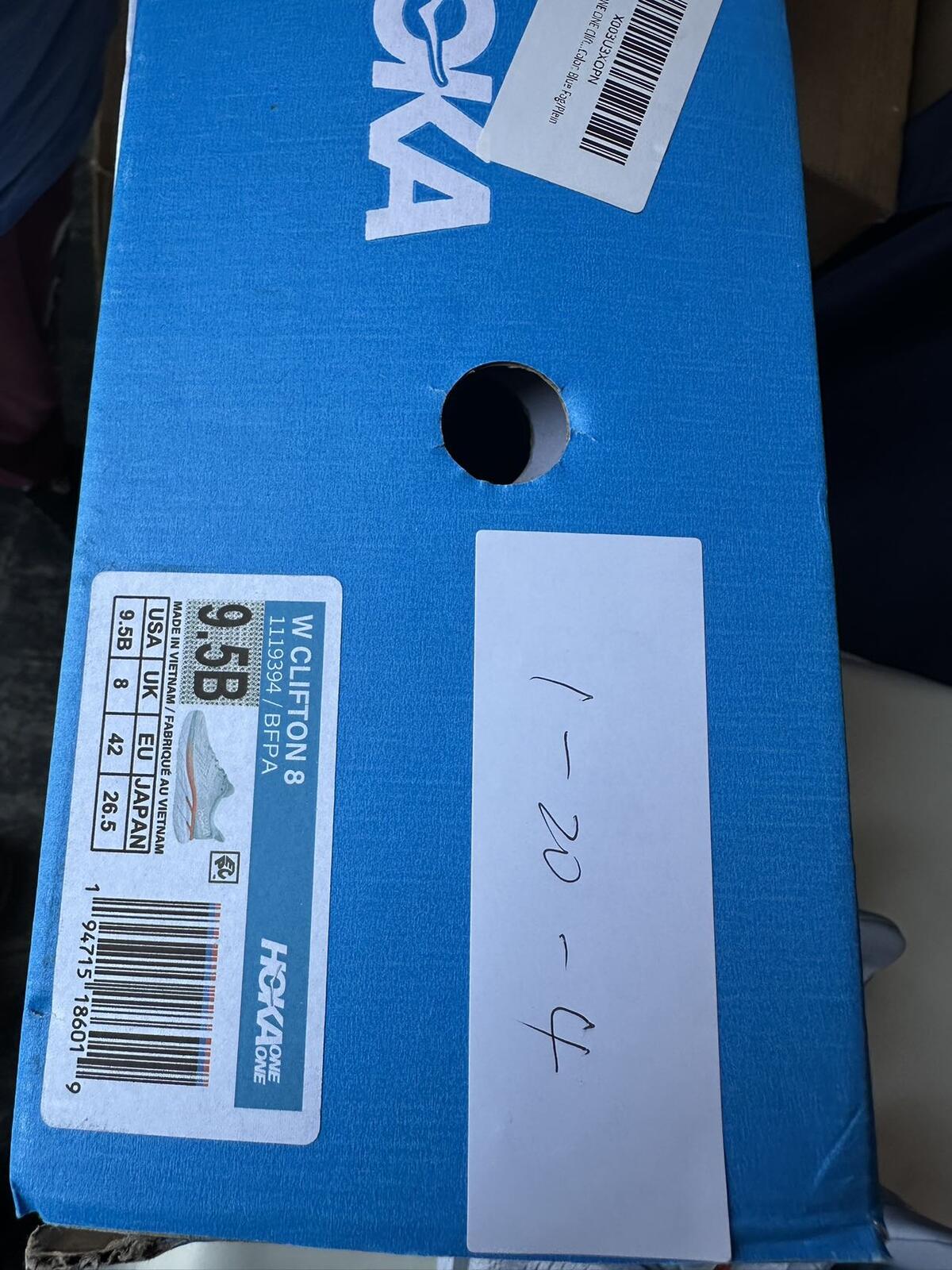 Size 9.5B- Hoka Women Clifton 8 Blue Fog/Plein Air Sneakers