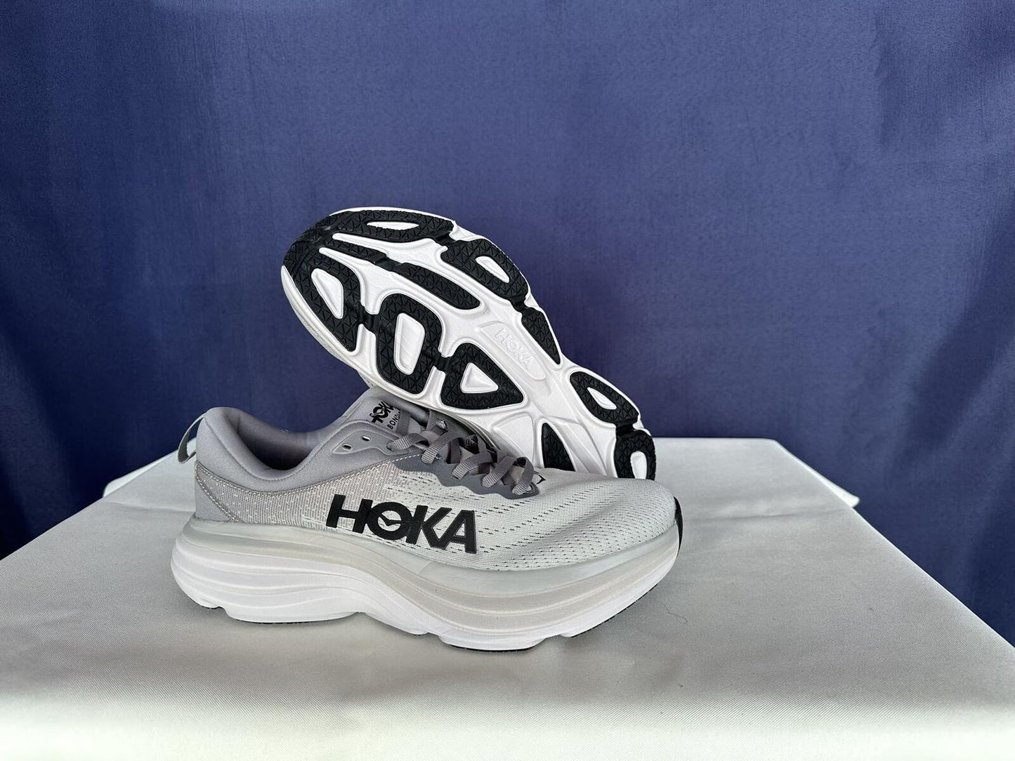 Size 10D - Hoka Men Bondi 8 Sharkskin Harbor Mist Sneakers