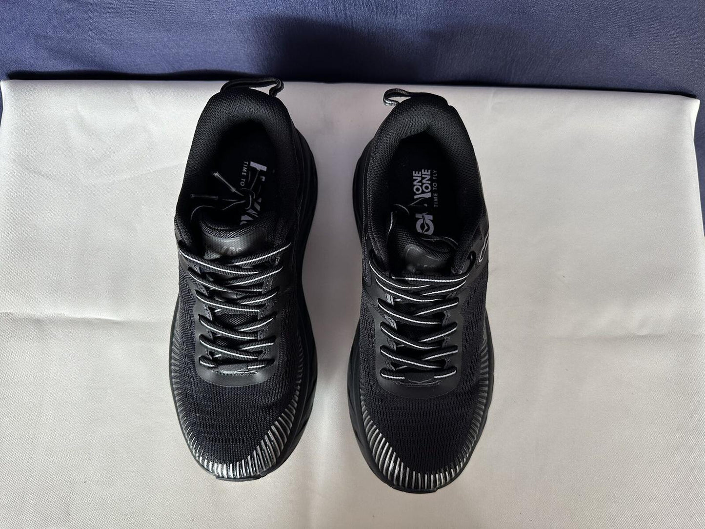 Size 8- Hoka Men Bondi 7 Black Black Running Shoes Sneakers