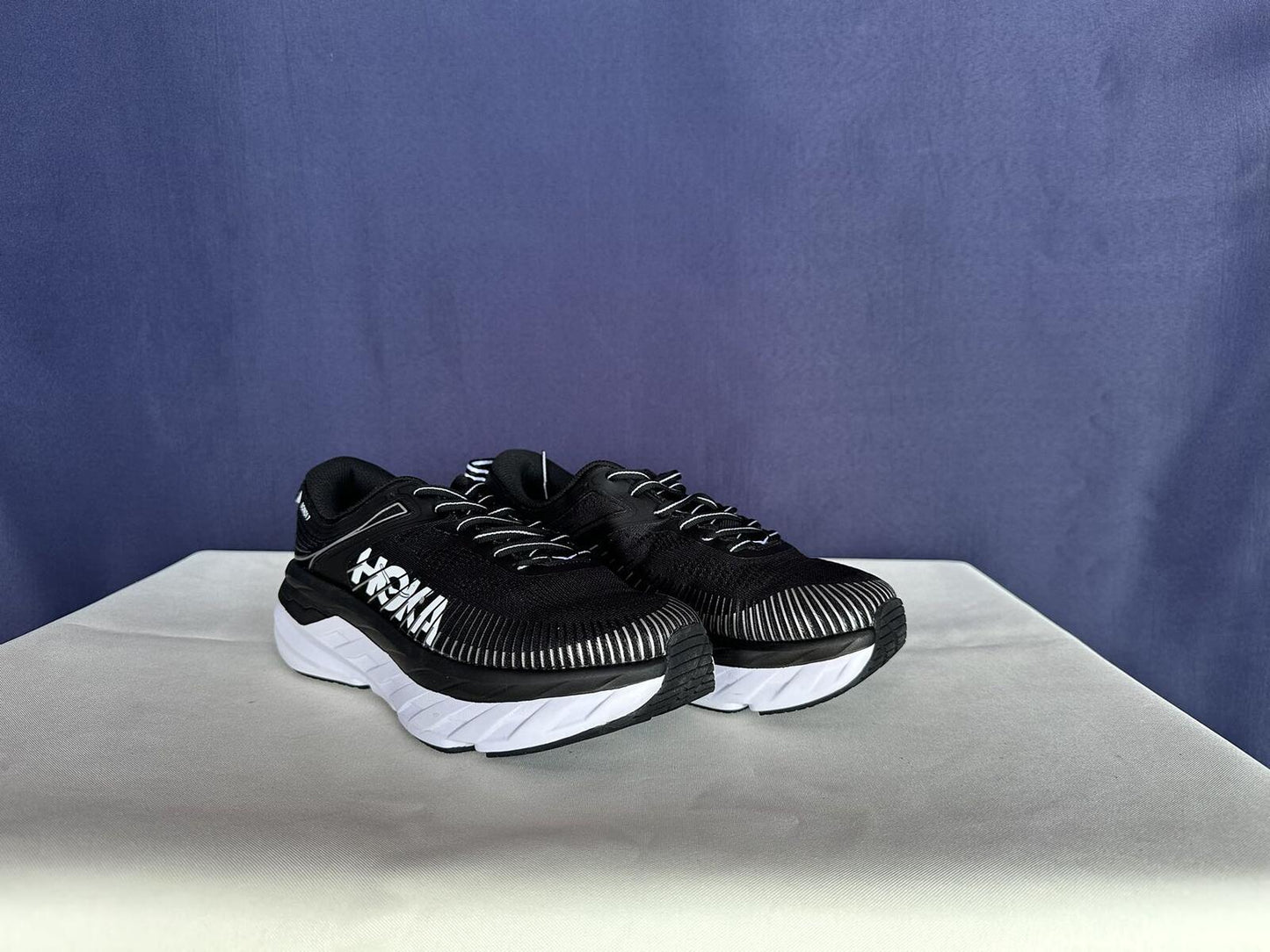 Size 8 - Hoka Women Bondi 7 Black White Running Shoes Sneaker