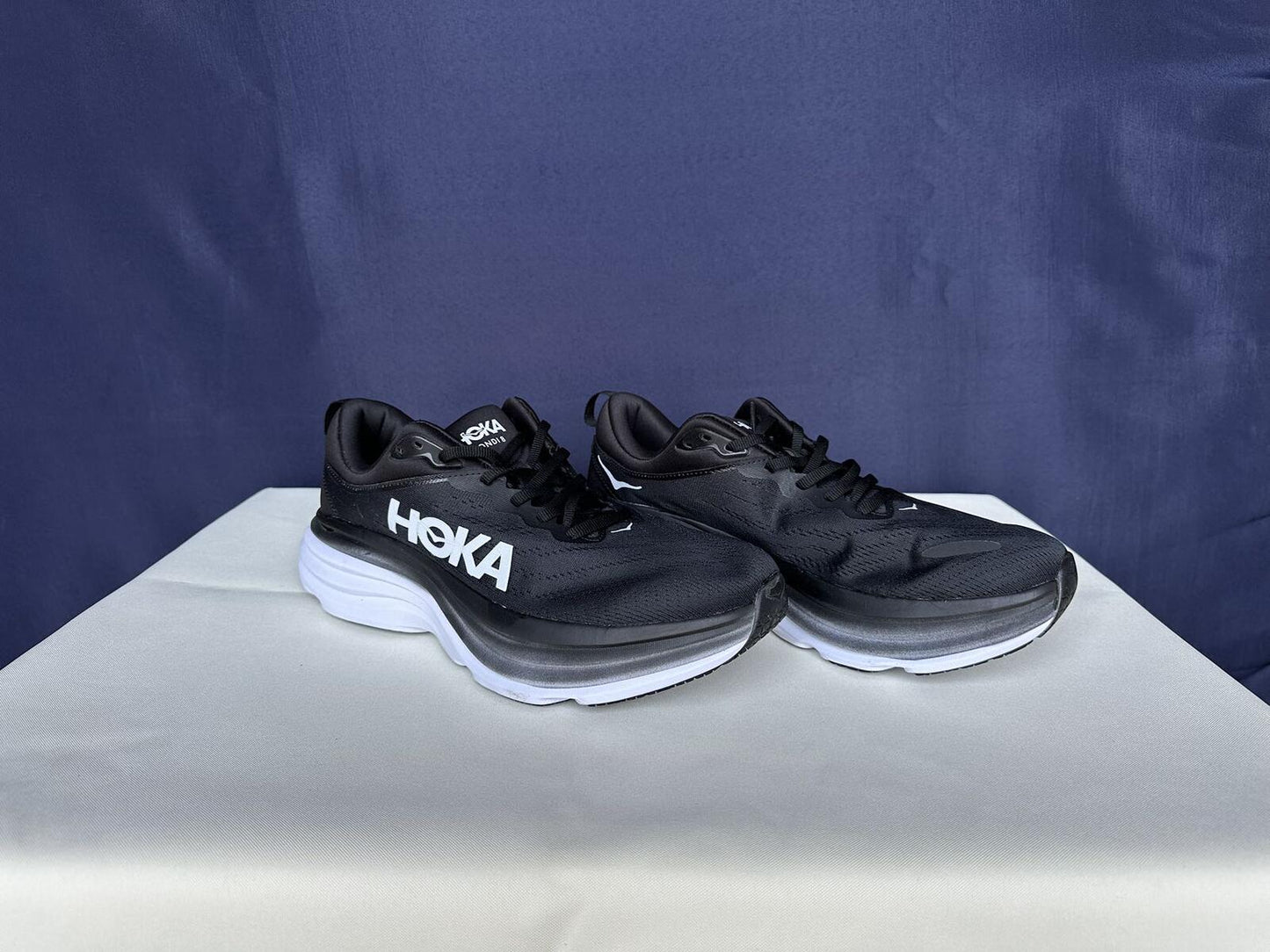 Size 11D- Hoka Men Bondi 8 Black/White Mens Sneakers Shoes
