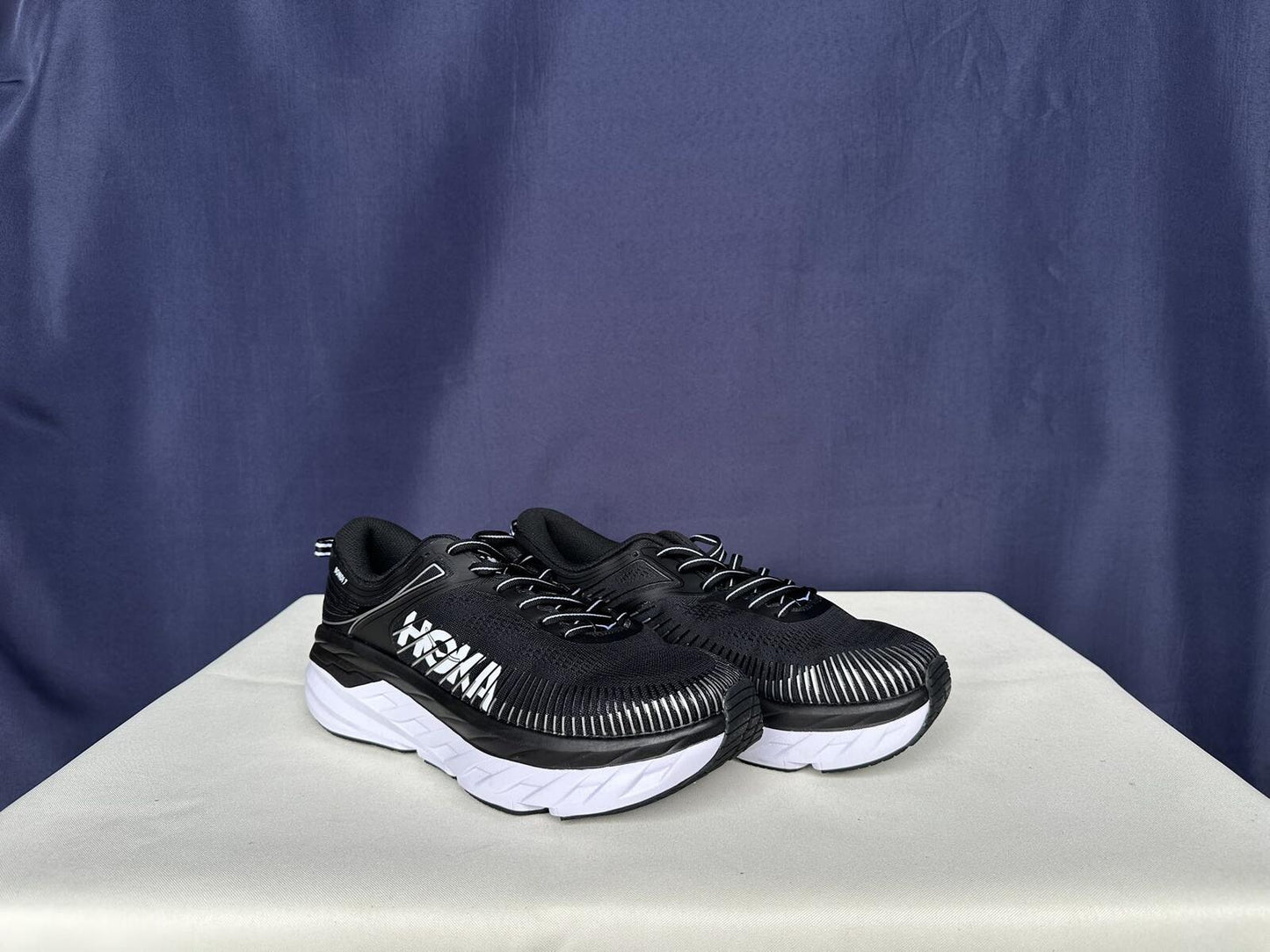 Size 10.5 - Hoka Women Bondi 7 Black White Running Shoes Sneaker