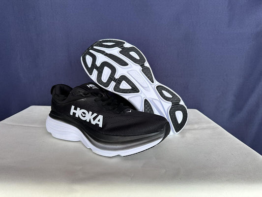 Size 10D - Hoka Men Bondi 8 Black/White Mens Sneakers Shoes