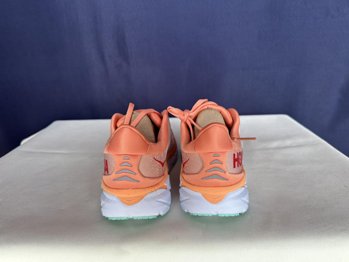 Size 6B - Hoka Women Clifton 8 Cantaloupe/Silver Peony Run Sneakers Shoes