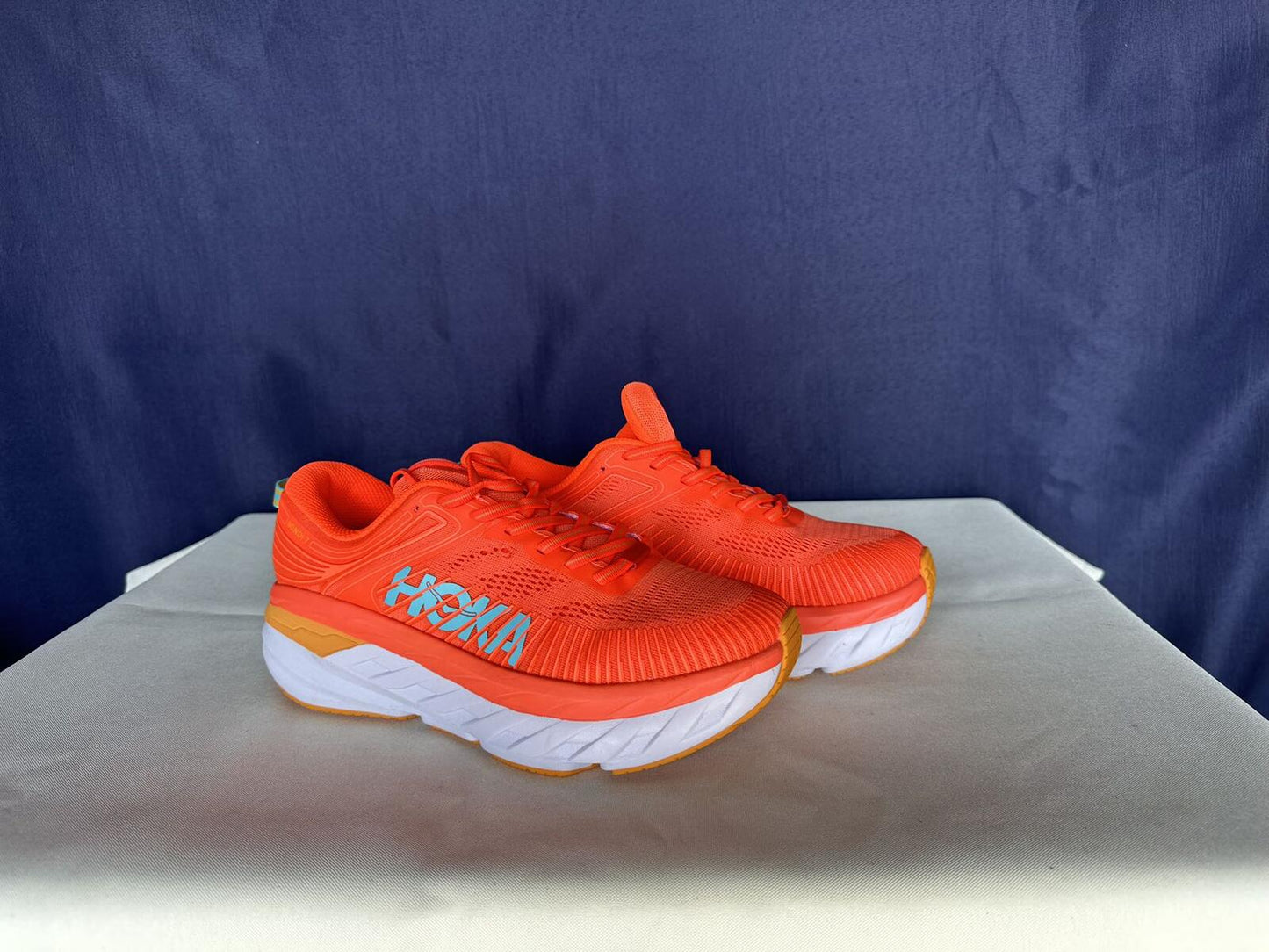 Size 7- Hoka Men Bondi 7 Camellia/Coastal Shade Sneakers