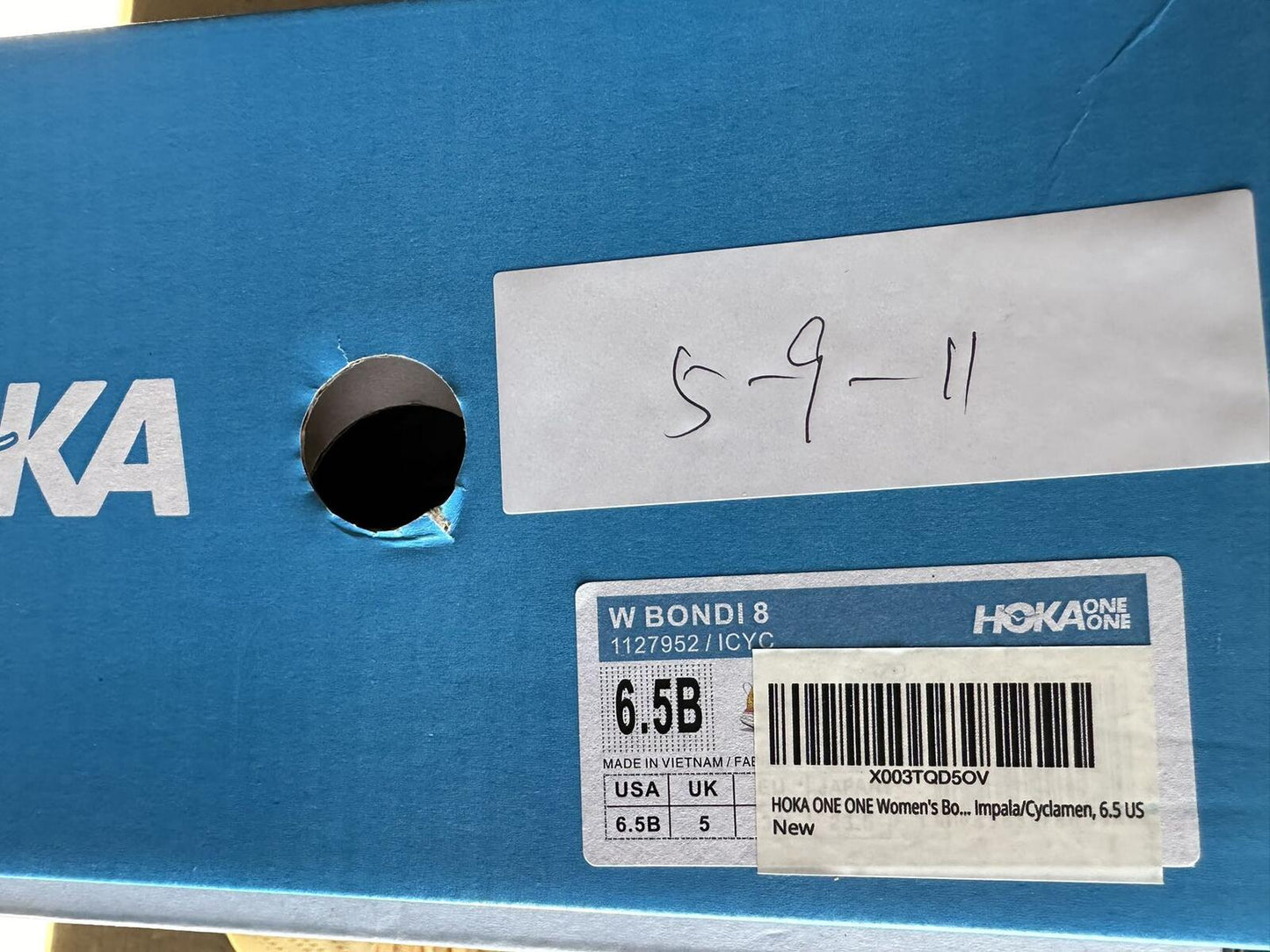 Size 6.5B - Hoka Women Bondi 8 Impala/Cyclamen Sneakers
