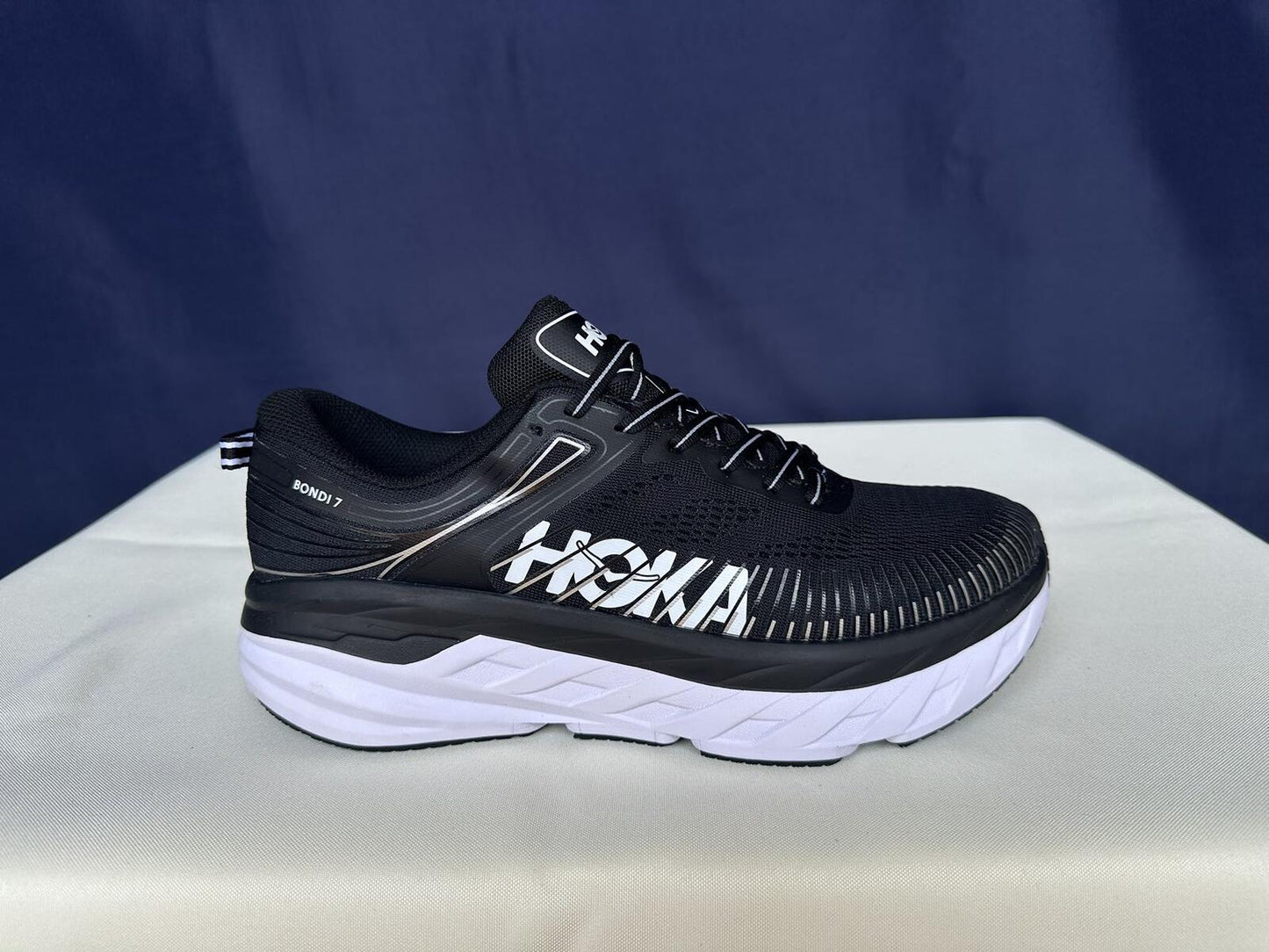 Size 8.5-Hoka Men Bondi 7 Black White Running Shoes Sneakers