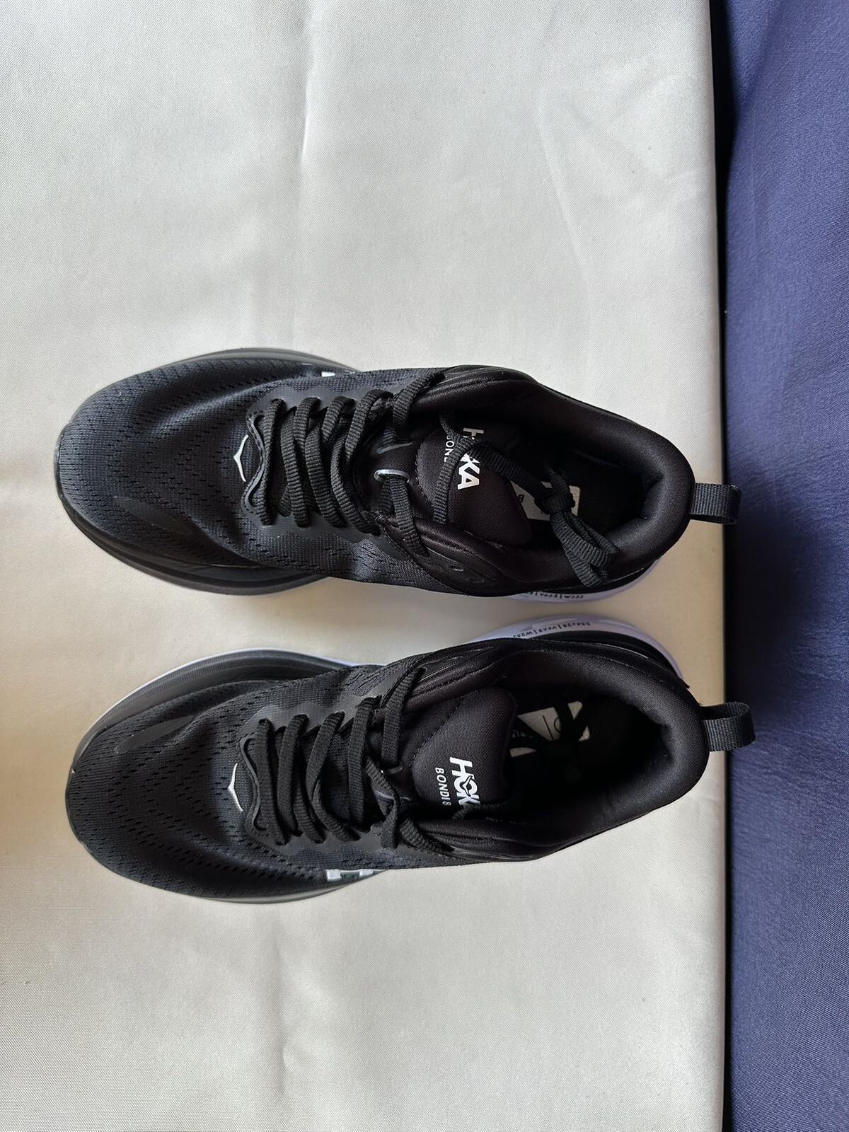 Size 7.5B - Hoka Women Bondi 8 Black/White Sneakers Shoes
