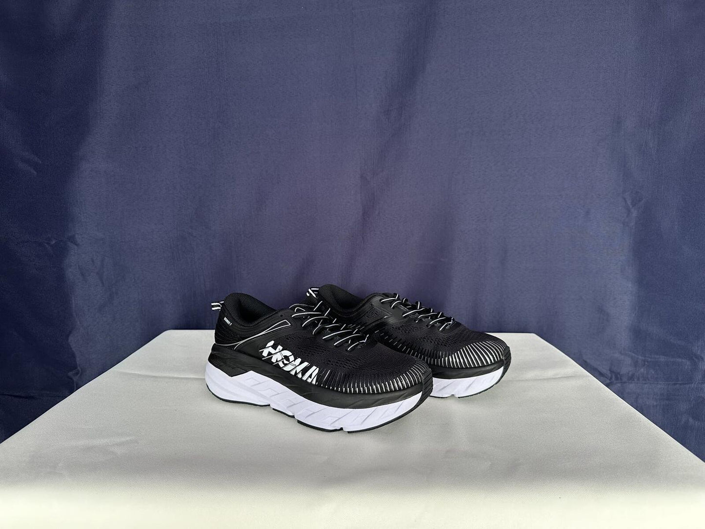 Size 7.5- Hoka Women Bondi 7 Black White Running Shoes Sneaker