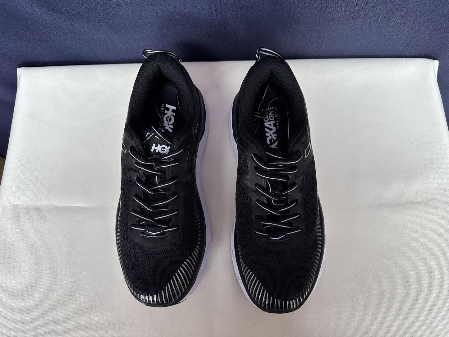 Size 9.5- Hoka Women Bondi 7 Black White Running Shoes Sneaker