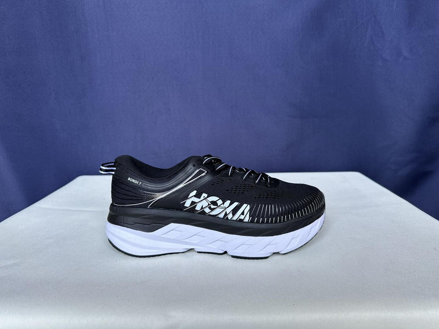 Size 7.5- Hoka Women Bondi 7 Black White Running Shoes Sneaker