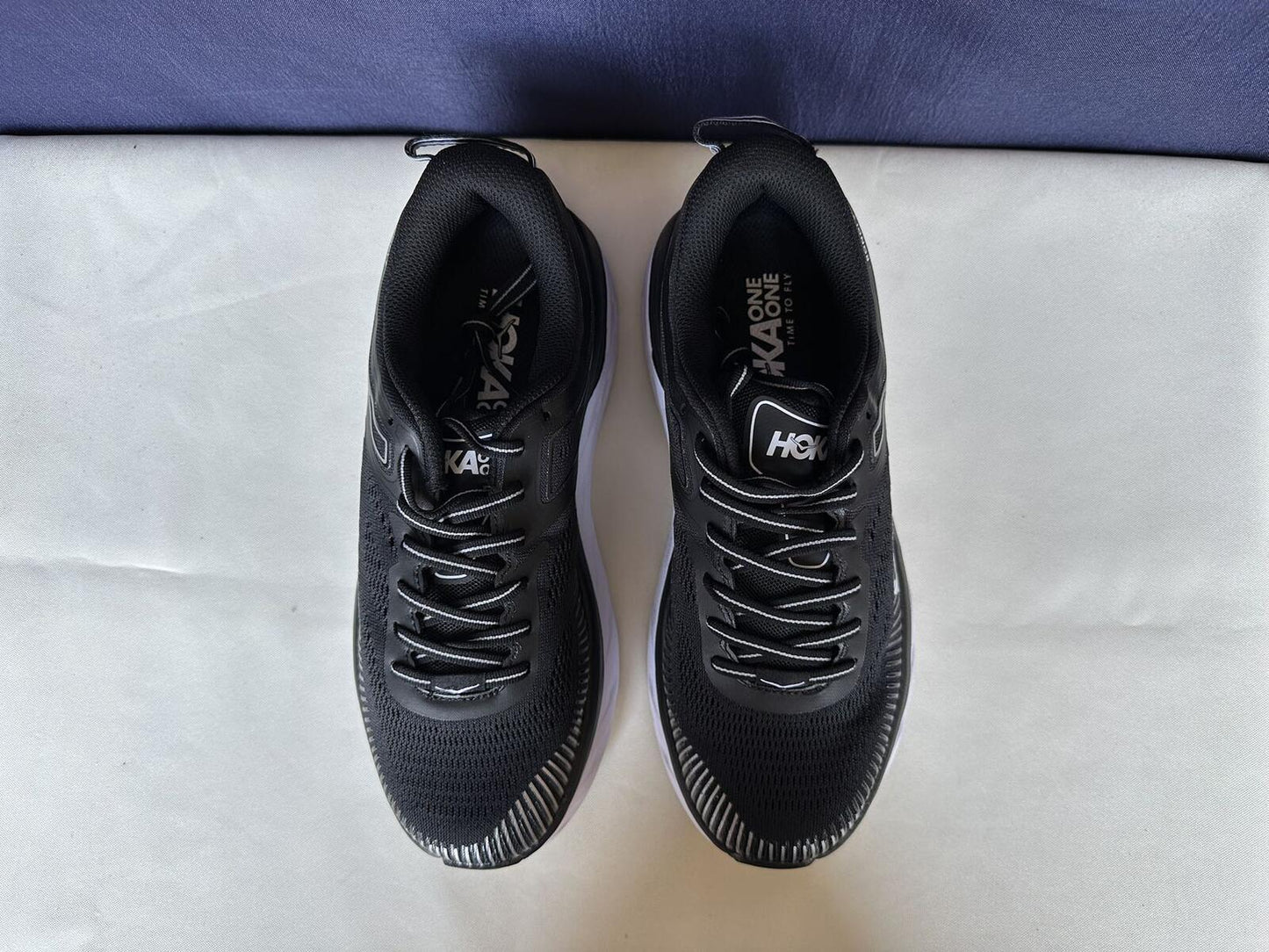 Size 8.5 - Hoka Women Bondi 7 Black White Running Shoes Sneaker
